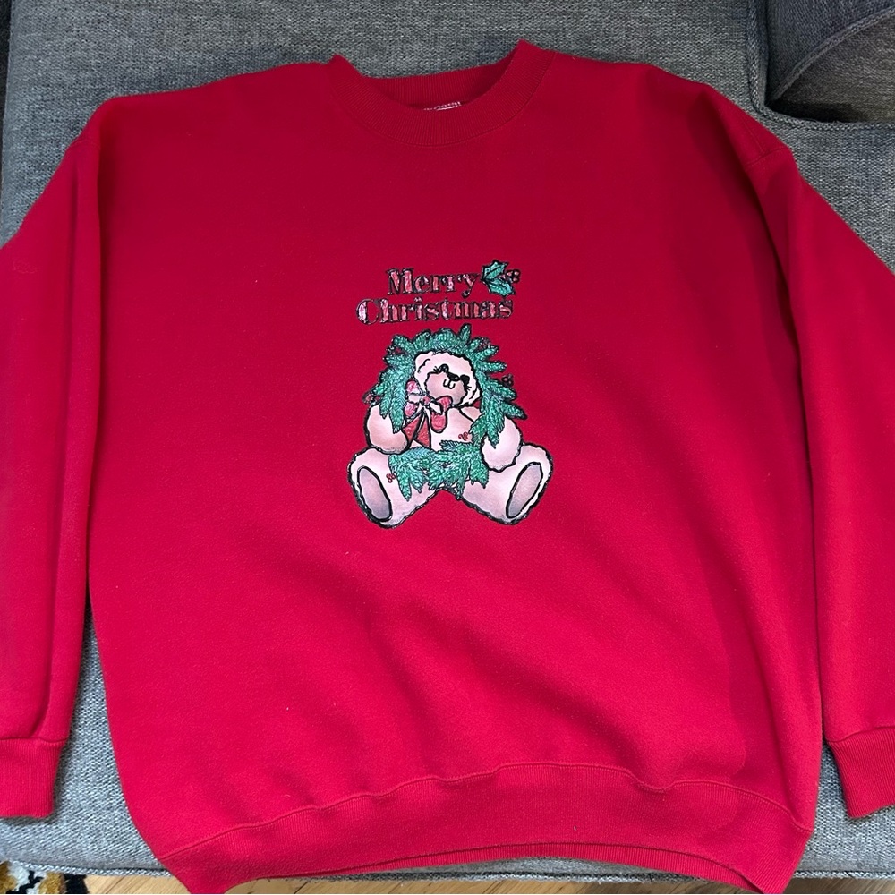 Men’s xxl merry Christmas with teddy bear ugly Christmas sweater.